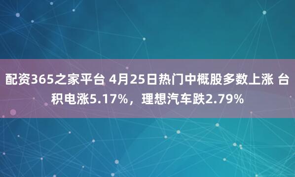 配资365之家平台 4月25日热门中概股多数上涨 台积电涨5.17%,理想汽车跌2.79%
